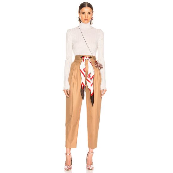 BURBERRY Tapered Pant Trouser Silk Scarf Belt SOCIETY Size 0 NWT $1190 - Picture 1 of 16